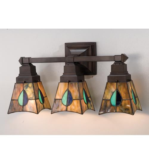 20 Inch W Mackintosh Leaf 3 Light Vanity Wall Sconces