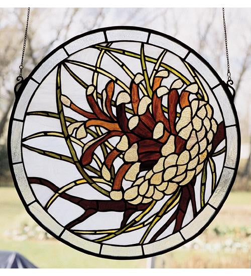 17 Inch W X 17 Inch H Pinecone Medallion Window Windows
