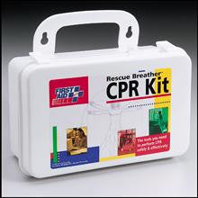 4-person CPR kit: 4 CPR one-way valve faceshields- 8 exam quality gloves- 4 antimicrobial wipes & 2 biohazard