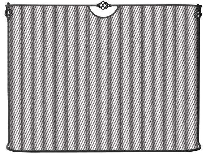 Single Panel Curved  Black Wrought Iron Sparkguard