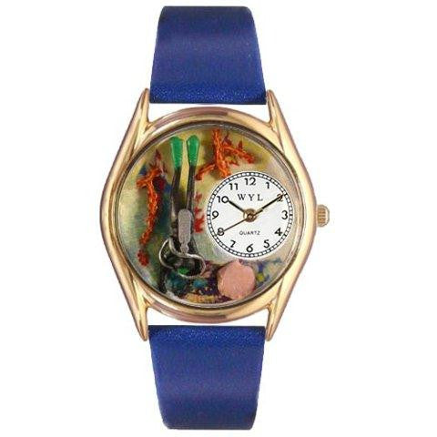 Whimsical Womens Scuba Diving Black Skin Leather Watch