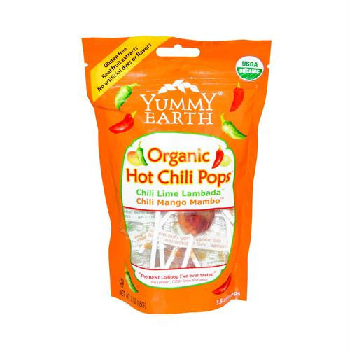 Yummy Earth Organic Hot Chili Lollipops - 3 oz - Case of 6