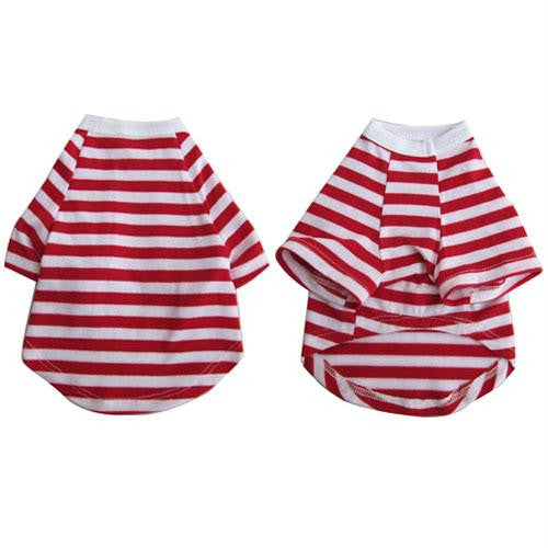 Iconic Pet - Pretty Pet Red and White Striped Top - Large