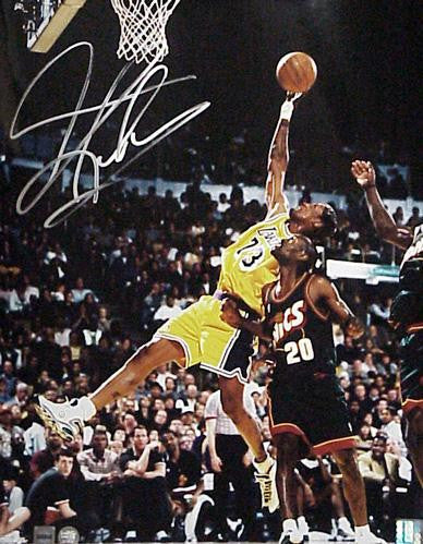 Dennis Rodman Signed 16 X 20 Photo Action Lakers (Rebounding Vs. Sonics)