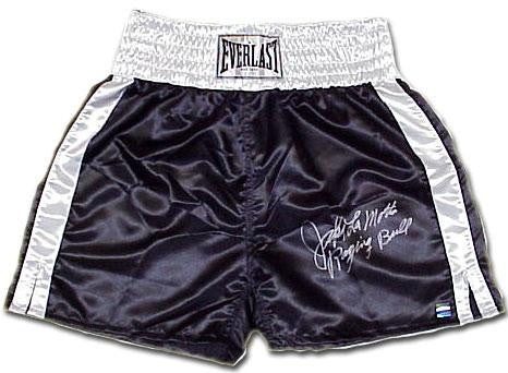 Jake Lamotta Signed Everlast Black Satin Trunks