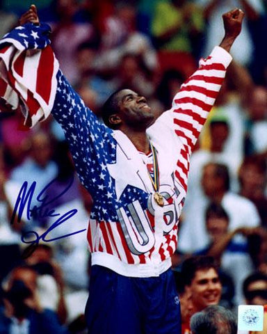 Magic Johnson Signed 8X10 Photo - 92 Olympic Pose