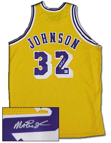 Magic Johnson Signed Authentic Lakers Gold Jersey