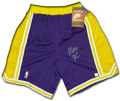 Magic Johnson Signed La Lakers Heavyweight Pro Model Shorts