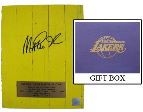 Magic Johnson Signed L.A. Forum Floor Piece - 8X10