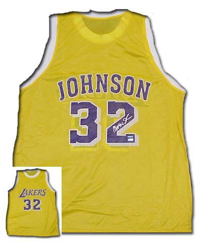 Magic Johnson Signed L.A. Lakers Replica Jersey --Gold