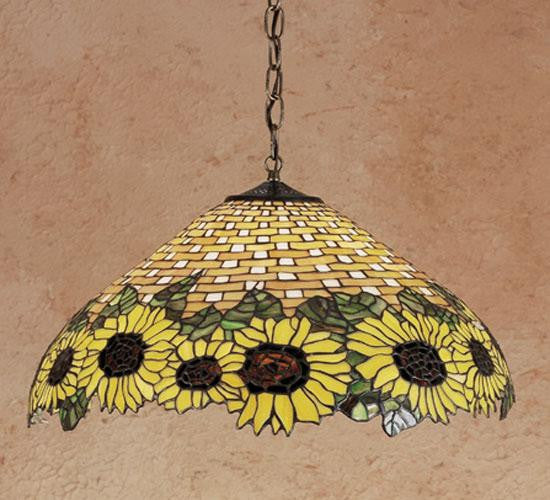 22 Inch W Wicker Sunflower Pendant Ceiling Fixture