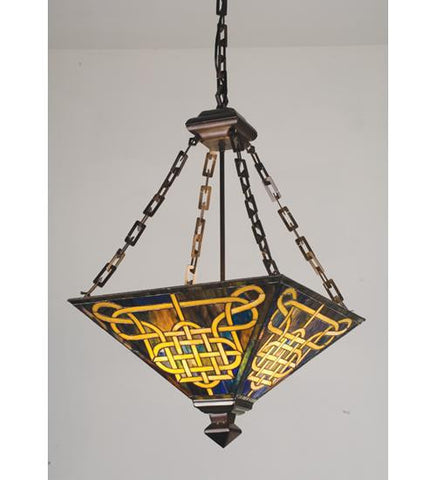 17 Inch Sq Knotwork Mission Inverted Pendant Ceiling Fixture