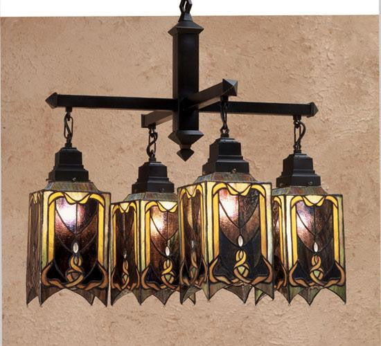 27 Inch W Cottage Mission 4 Lt Chandelier Ceiling Fixture