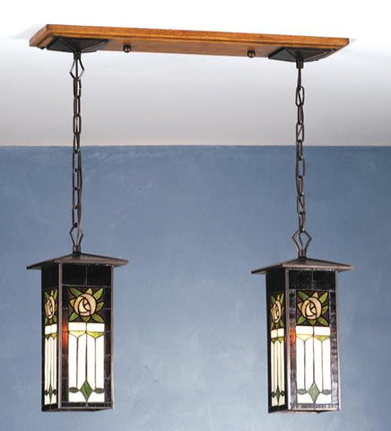 28 Inch L Pasadena Rose 2 Lt Lantern Pendant Ceiling Fixture