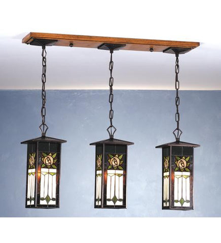 35 Inch L Pasadena Rose 3 Lt Lantern Pendant Ceiling Fixture