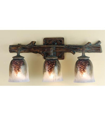 23 Inch W Painted Pinecone 3 Lt Vanity Wall Sconces