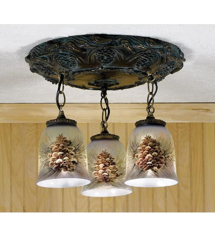 17 Inch W Painted Pinecone Flushmount Ceiling Fixture