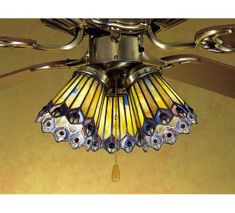 4 Inch W Jeweled Peacock Fanlite Shade Ceiling Fixture