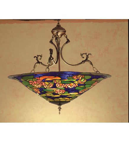 27 Inch W Tiffany Pond Lily Inverted Pendant Ceiling Fixture