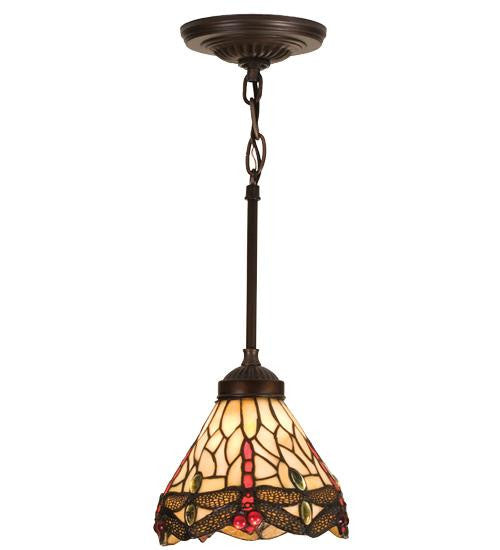 7 Inch W Tiffany Scarlet Dragonfly Mini Pendant Ceiling Fixture