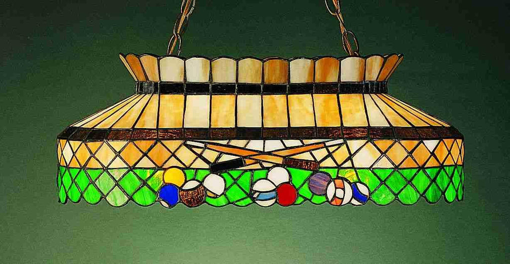 32 Inch L Green Billiards Oblong Pendant Ceiling Fixture