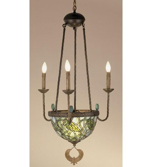 22 Inch W Lotus Bud 3 Lt Chandelier W-Invert Ceiling Fixture