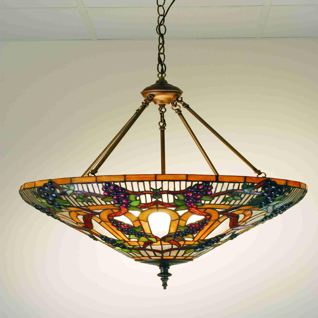 24 Inch W Jeweled Grape Inverted Pendant Ceiling Fixture