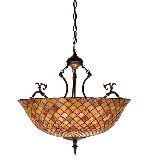 24 Inch W Tiffany Fishscale Inverted Pendant Ceiling Fixture