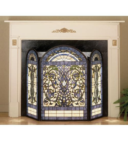 44 Inch W X 34 Inch H Ribbons & Flowers Fireplace Screen Fireplace Screens