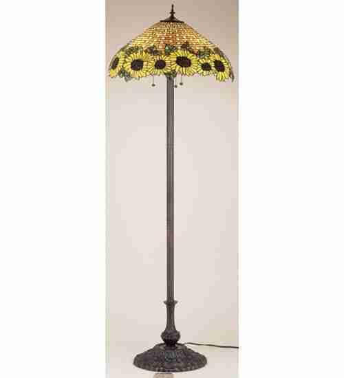 64 Inch H Wicker Sunflower Floor Lamp Floor Lamps