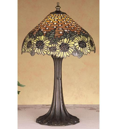 18.5 Inch H Wicker Sunflower Accent Lamp Table Lamps