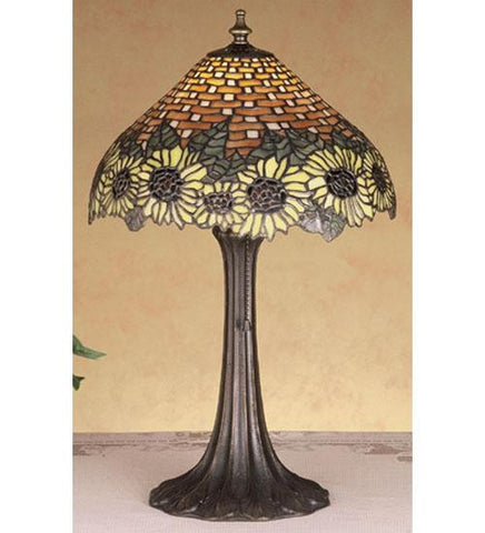 18.5 Inch H Wicker Sunflower Accent Lamp Table Lamps