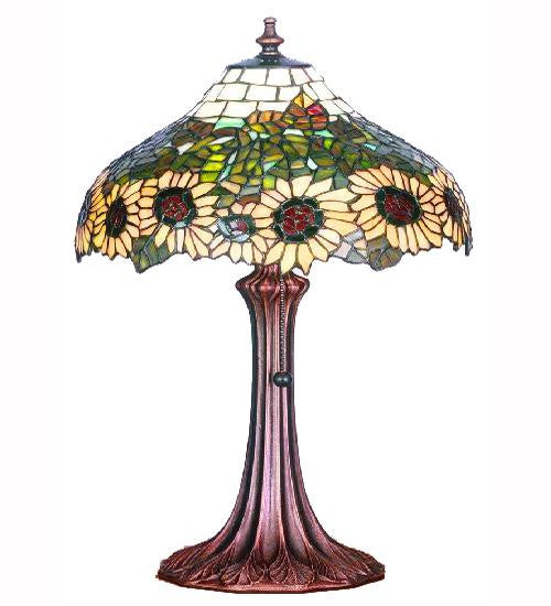 12 Inch Wild Sunflower Dome-10 1-2 Inch Leaf Base Table Lamps