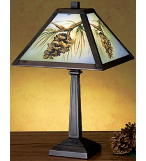 16 Inch H Pinecone Reverse Painted Accent Lamp Table Lamps