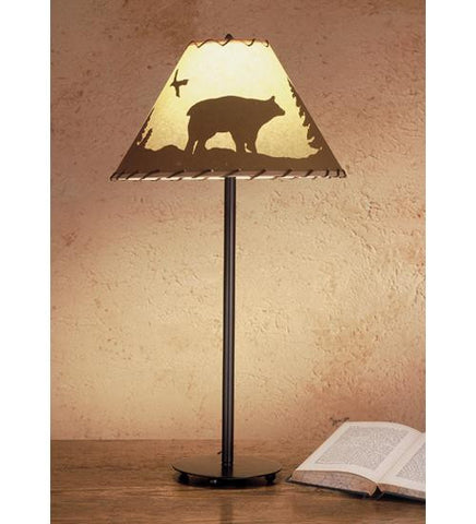 29 Inch H Bear In The Woods Painted Table Lamp Table Lamps