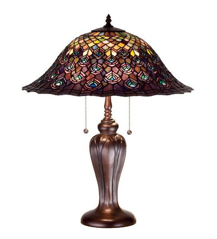 25 Inch H Tiffany Peacock Feather Table Lamp Table Lamps