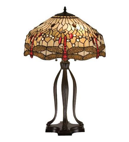 30.5 Inch H Tiffany Scarlet Dragonfly Table Lamp Table Lamps