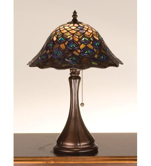 18 Inch H Tiffany Peacock Feather Accent Lamp Table Lamps