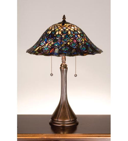 22 Inch H Tiffany Peacock Feather Table Lamp Table Lamps