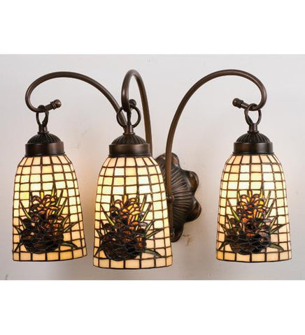 18 Inch W Pinecone 3 Lt Vanity Wall Sconces