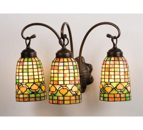 18 Inch W Autumn Tiffany Acorn 3 Lt Vanity Wall Sconces