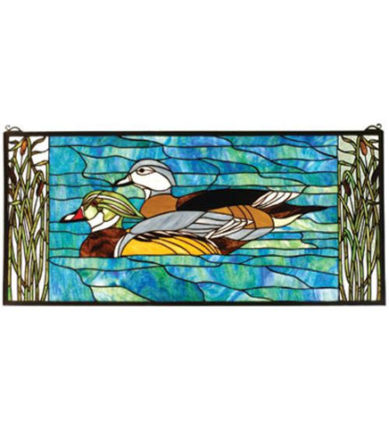 35 Inch W X 16 Inch H Wood Ducks Window Windows