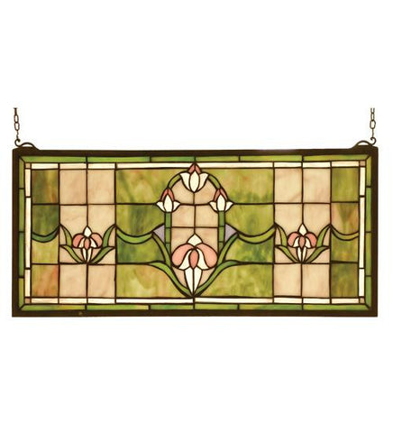 24 Inch W X 11 Inch H Tulips Transom Window Windows