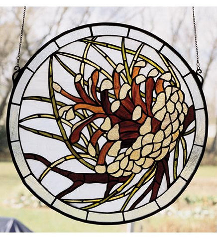 17 Inch W X 17 Inch H Pinecone Medallion Window Windows