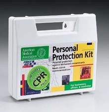 18 piece Personal protection kit w- 6 piece CPR pack- plastic case- 1 ea.