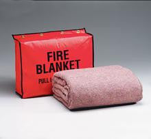 Fire retardant blanket- 62 in. x80 in. - (70% wool- 30% man-made fibers)- and 13.5 in. x17.5 in. x4 in.  vinyl