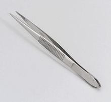 Deluxe tweezers- 3-1-2 in.  stainless steel- pointed edge- 12 per bag