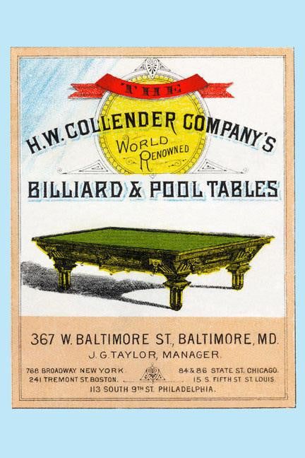 The H.W. Collender Companys World Renown Billiard & Pool Tables 20x30 poster