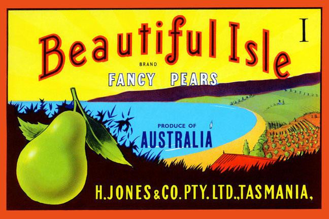 Beautiful Isle Brand Fancy Pears 20x30 poster