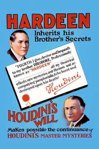 Hardeen inherits his brothers secrets 20x30 poster